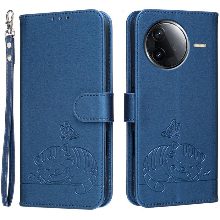 Funda para teléfono de piel vegana con estampado RFID de mariposa y gato, con correa., For Redmi 15C 5G / 4G Global 171mm, For Redmi 15C 5G / 4G EU 173mm, For Redmi A5 4G 173.3mm, For Redmi A5 4G 171.7mm, For Redmi Note 14 4G 164.84mm                  ...