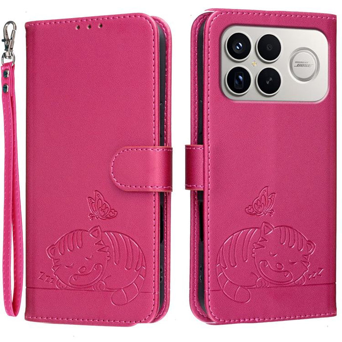 Funda para teléfono de piel vegana con estampado RFID de mariposa y gato, con correa., For Redmi 15a 5G, For Redmi A7 Pro 4G 171mm, For Redmi Turbo 5 Max / Poco X8 Pro Max 5G, For Redmi Turbo 5 / Poco X8 Pro 5G, For Redmi K90 ProMax / Poco F8 Ultra    ...