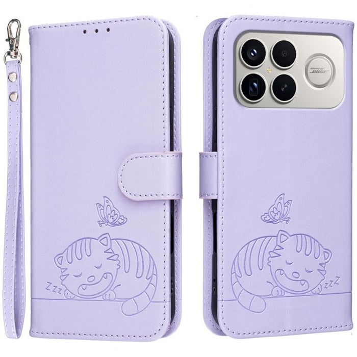 Funda para teléfono de piel vegana con estampado RFID de mariposa y gato, con correa., For Redmi 15a 5G, For Redmi A7 Pro 4G 171mm, For Redmi Turbo 5 Max / Poco X8 Pro Max 5G, For Redmi Turbo 5 / Poco X8 Pro 5G, For Redmi K90 ProMax / Poco F8 Ultra    ...