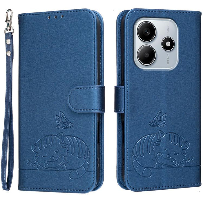 Funda para teléfono de piel vegana con estampado RFID de mariposa y gato, con correa., For Redmi 15C 5G / 4G Global 171mm, For Redmi 15C 5G / 4G EU 173mm, For Redmi A5 4G 173.3mm, For Redmi A5 4G 171.7mm, For Redmi Note 14 4G 164.84mm                  ...