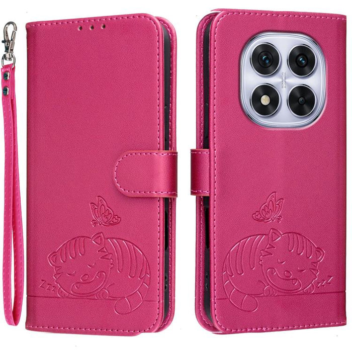 Funda para teléfono de piel vegana con estampado RFID de mariposa y gato, con correa., For Redmi 15C 5G / 4G Global 171mm, For Redmi 15C 5G / 4G EU 173mm, For Redmi A5 4G 173.3mm, For Redmi A5 4G 171.7mm, For Redmi Note 14 4G 164.84mm                  ...