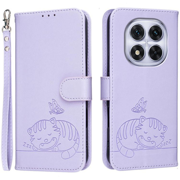 Funda para teléfono de piel vegana con estampado RFID de mariposa y gato, con correa., For Redmi 15C 5G / 4G Global 171mm, For Redmi 15C 5G / 4G EU 173mm, For Redmi A5 4G 173.3mm, For Redmi A5 4G 171.7mm, For Redmi Note 14 4G 164.84mm                  ...
