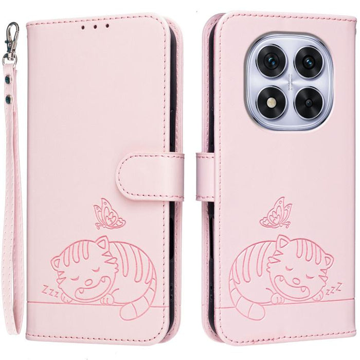 Funda para teléfono de piel vegana con estampado RFID de mariposa y gato, con correa., For Redmi 15C 5G / 4G Global 171mm, For Redmi 15C 5G / 4G EU 173mm, For Redmi A5 4G 173.3mm, For Redmi A5 4G 171.7mm, For Redmi Note 14 4G 164.84mm                  ...