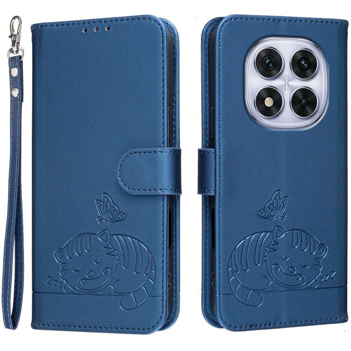 Funda para teléfono de piel vegana con estampado RFID de mariposa y gato, con correa., For Redmi 15C 5G / 4G Global 171mm, For Redmi 15C 5G / 4G EU 173mm, For Redmi A5 4G 173.3mm, For Redmi A5 4G 171.7mm, For Redmi Note 14 4G 164.84mm                  ...
