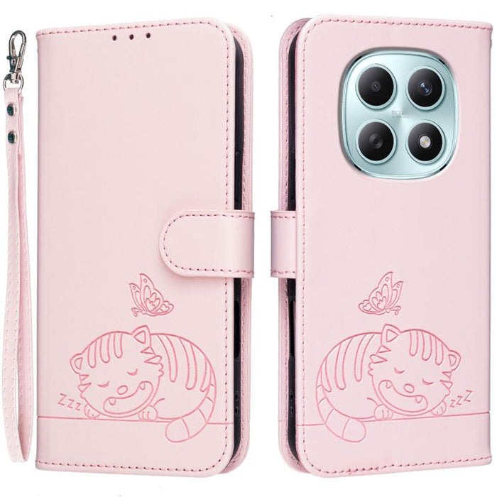 Funda para teléfono de piel vegana con estampado RFID de mariposa y gato, con correa., For Redmi 15a 5G, For Redmi A7 Pro 4G 171mm, For Redmi Turbo 5 Max / Poco X8 Pro Max 5G, For Redmi Turbo 5 / Poco X8 Pro 5G, For Redmi K90 ProMax / Poco F8 Ultra    ...