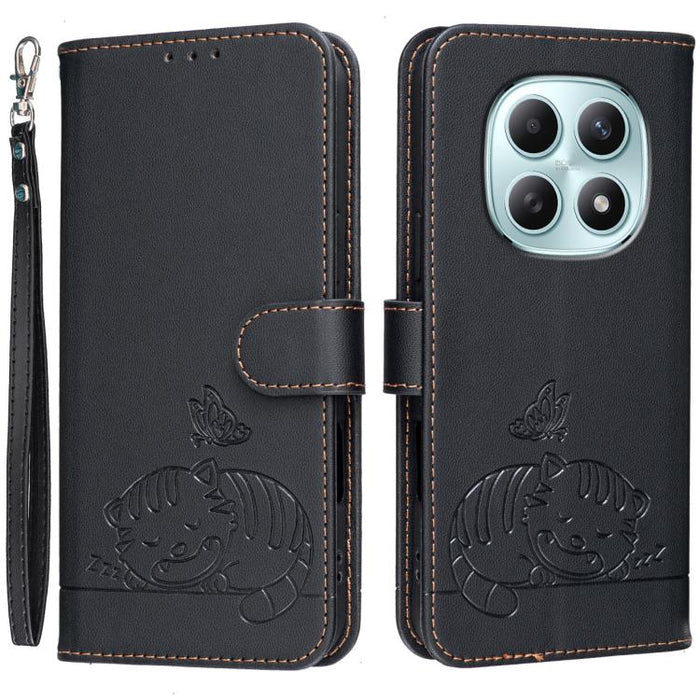 Funda para teléfono de piel vegana con estampado RFID de mariposa y gato, con correa., For Redmi 15a 5G, For Redmi A7 Pro 4G 171mm, For Redmi Turbo 5 Max / Poco X8 Pro Max 5G, For Redmi Turbo 5 / Poco X8 Pro 5G, For Redmi K90 ProMax / Poco F8 Ultra    ...