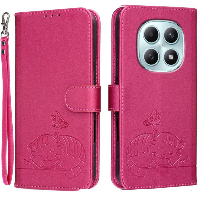 Funda para teléfono de piel vegana con estampado RFID de mariposa y gato, con correa., For Redmi 15a 5G, For Redmi A7 Pro 4G 171mm, For Redmi Turbo 5 Max / Poco X8 Pro Max 5G, For Redmi Turbo 5 / Poco X8 Pro 5G, For Redmi K90 ProMax / Poco F8 Ultra    ...
