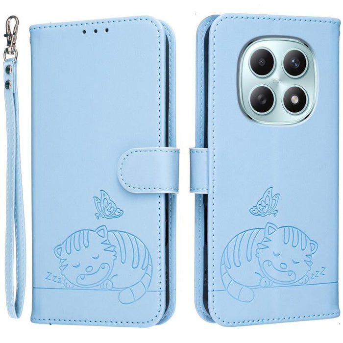 Funda para teléfono de piel vegana con estampado RFID de mariposa y gato, con correa., For Redmi 15a 5G, For Redmi A7 Pro 4G 171mm, For Redmi Turbo 5 Max / Poco X8 Pro Max 5G, For Redmi Turbo 5 / Poco X8 Pro 5G, For Redmi K90 ProMax / Poco F8 Ultra    ...