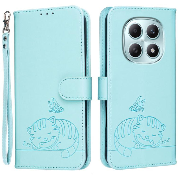 Funda para teléfono de piel vegana con estampado RFID de mariposa y gato, con correa., For Redmi 15a 5G, For Redmi A7 Pro 4G 171mm, For Redmi Turbo 5 Max / Poco X8 Pro Max 5G, For Redmi Turbo 5 / Poco X8 Pro 5G, For Redmi K90 ProMax / Poco F8 Ultra    ...