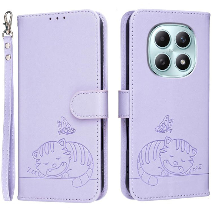 Funda para teléfono de piel vegana con estampado RFID de mariposa y gato, con correa., For Redmi 15a 5G, For Redmi A7 Pro 4G 171mm, For Redmi Turbo 5 Max / Poco X8 Pro Max 5G, For Redmi Turbo 5 / Poco X8 Pro 5G, For Redmi K90 ProMax / Poco F8 Ultra    ...