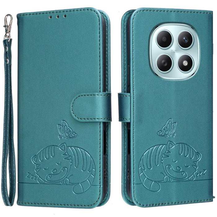 Funda para teléfono de piel vegana con estampado RFID de mariposa y gato, con correa., For Redmi 15a 5G, For Redmi A7 Pro 4G 171mm, For Redmi Turbo 5 Max / Poco X8 Pro Max 5G, For Redmi Turbo 5 / Poco X8 Pro 5G, For Redmi K90 ProMax / Poco F8 Ultra    ...