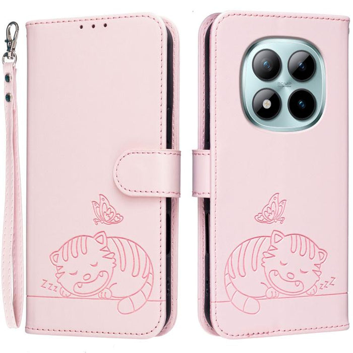 Funda para teléfono de piel vegana con estampado RFID de mariposa y gato, con correa., For Redmi 15a 5G, For Redmi A7 Pro 4G 171mm, For Redmi Turbo 5 Max / Poco X8 Pro Max 5G, For Redmi Turbo 5 / Poco X8 Pro 5G, For Redmi K90 ProMax / Poco F8 Ultra    ...