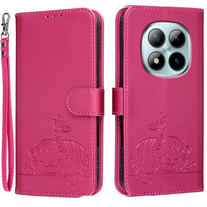 Funda para teléfono de piel vegana con estampado RFID de mariposa y gato, con correa., For Redmi 15a 5G, For Redmi A7 Pro 4G 171mm, For Redmi Turbo 5 Max / Poco X8 Pro Max 5G, For Redmi Turbo 5 / Poco X8 Pro 5G, For Redmi K90 ProMax / Poco F8 Ultra    ...