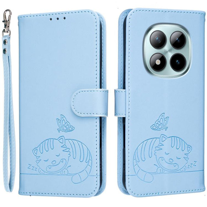 Funda para teléfono de piel vegana con estampado RFID de mariposa y gato, con correa., For Redmi 15a 5G, For Redmi A7 Pro 4G 171mm, For Redmi Turbo 5 Max / Poco X8 Pro Max 5G, For Redmi Turbo 5 / Poco X8 Pro 5G, For Redmi K90 ProMax / Poco F8 Ultra    ...
