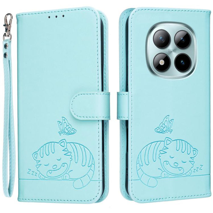Funda para teléfono de piel vegana con estampado RFID de mariposa y gato, con correa., For Redmi 15a 5G, For Redmi A7 Pro 4G 171mm, For Redmi Turbo 5 Max / Poco X8 Pro Max 5G, For Redmi Turbo 5 / Poco X8 Pro 5G, For Redmi K90 ProMax / Poco F8 Ultra    ...