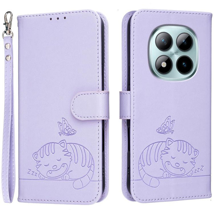 Funda para teléfono de piel vegana con estampado RFID de mariposa y gato, con correa., For Redmi 15a 5G, For Redmi A7 Pro 4G 171mm, For Redmi Turbo 5 Max / Poco X8 Pro Max 5G, For Redmi Turbo 5 / Poco X8 Pro 5G, For Redmi K90 ProMax / Poco F8 Ultra    ...