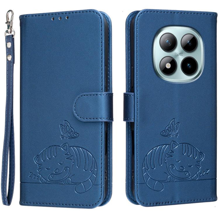 Funda para teléfono de piel vegana con estampado RFID de mariposa y gato, con correa., For Redmi 15a 5G, For Redmi A7 Pro 4G 171mm, For Redmi Turbo 5 Max / Poco X8 Pro Max 5G, For Redmi Turbo 5 / Poco X8 Pro 5G, For Redmi K90 ProMax / Poco F8 Ultra    ...