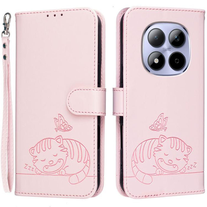 Funda para teléfono de piel vegana con estampado RFID de mariposa y gato, con correa., For Redmi 15a 5G, For Redmi A7 Pro 4G 171mm, For Redmi Turbo 5 Max / Poco X8 Pro Max 5G, For Redmi Turbo 5 / Poco X8 Pro 5G, For Redmi K90 ProMax / Poco F8 Ultra    ...