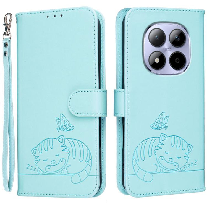 Funda para teléfono de piel vegana con estampado RFID de mariposa y gato, con correa., For Redmi 15a 5G, For Redmi A7 Pro 4G 171mm, For Redmi Turbo 5 Max / Poco X8 Pro Max 5G, For Redmi Turbo 5 / Poco X8 Pro 5G, For Redmi K90 ProMax / Poco F8 Ultra    ...
