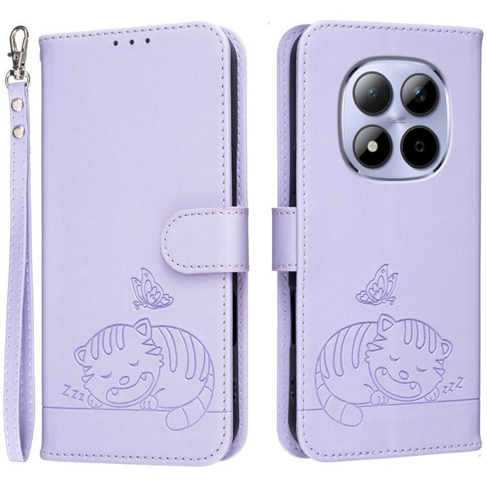 Funda para teléfono de piel vegana con estampado RFID de mariposa y gato, con correa., For Redmi 15a 5G, For Redmi A7 Pro 4G 171mm, For Redmi Turbo 5 Max / Poco X8 Pro Max 5G, For Redmi Turbo 5 / Poco X8 Pro 5G, For Redmi K90 ProMax / Poco F8 Ultra    ...