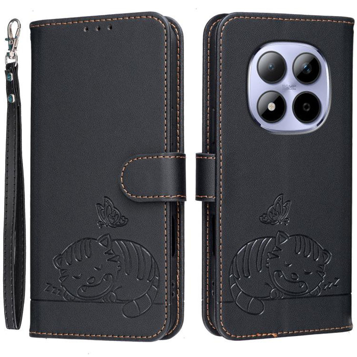 Funda para teléfono de piel vegana con estampado RFID de mariposa y gato, con correa., For Redmi 15a 5G, For Redmi A7 Pro 4G 171mm, For Redmi Turbo 5 Max / Poco X8 Pro Max 5G, For Redmi Turbo 5 / Poco X8 Pro 5G, For Redmi K90 ProMax / Poco F8 Ultra    ...