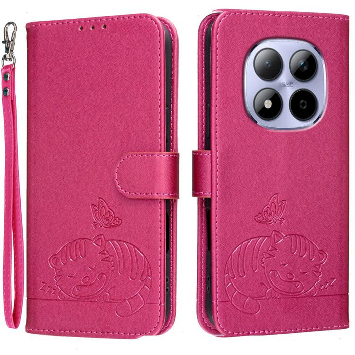 Funda para teléfono de piel vegana con estampado RFID de mariposa y gato, con correa., For Redmi 15a 5G, For Redmi A7 Pro 4G 171mm, For Redmi Turbo 5 Max / Poco X8 Pro Max 5G, For Redmi Turbo 5 / Poco X8 Pro 5G, For Redmi K90 ProMax / Poco F8 Ultra    ...
