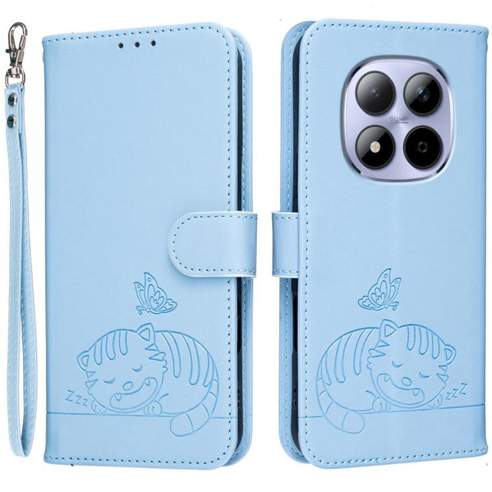 Funda para teléfono de piel vegana con estampado RFID de mariposa y gato, con correa., For Redmi 15a 5G, For Redmi A7 Pro 4G 171mm, For Redmi Turbo 5 Max / Poco X8 Pro Max 5G, For Redmi Turbo 5 / Poco X8 Pro 5G, For Redmi K90 ProMax / Poco F8 Ultra    ...