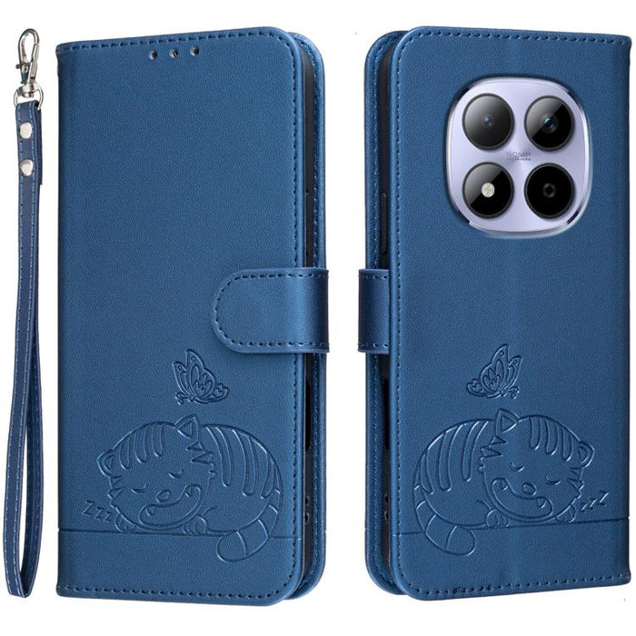 Funda para teléfono de piel vegana con estampado RFID de mariposa y gato, con correa., For Redmi 15a 5G, For Redmi A7 Pro 4G 171mm, For Redmi Turbo 5 Max / Poco X8 Pro Max 5G, For Redmi Turbo 5 / Poco X8 Pro 5G, For Redmi K90 ProMax / Poco F8 Ultra    ...