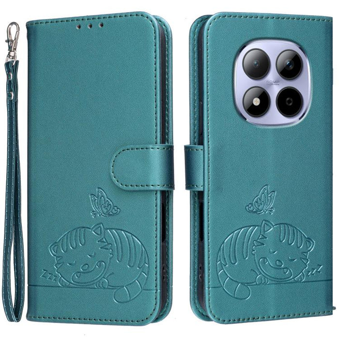 Funda para teléfono de piel vegana con estampado RFID de mariposa y gato, con correa., For Redmi 15a 5G, For Redmi A7 Pro 4G 171mm, For Redmi Turbo 5 Max / Poco X8 Pro Max 5G, For Redmi Turbo 5 / Poco X8 Pro 5G, For Redmi K90 ProMax / Poco F8 Ultra    ...