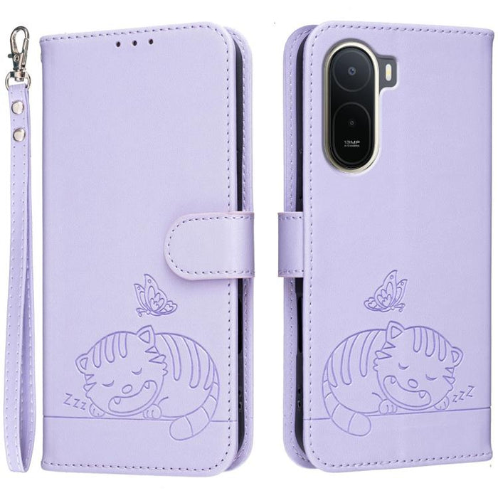 Funda para teléfono de piel vegana con estampado RFID de mariposa y gato, con correa., For Redmi 15a 5G, For Redmi A7 Pro 4G 171mm, For Redmi Turbo 5 Max / Poco X8 Pro Max 5G, For Redmi Turbo 5 / Poco X8 Pro 5G, For Redmi K90 ProMax / Poco F8 Ultra    ...