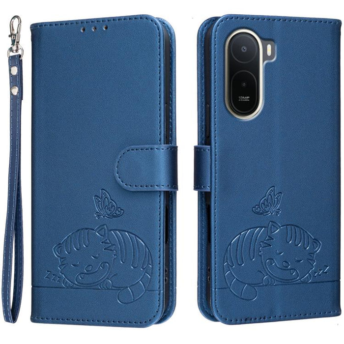 Funda para teléfono de piel vegana con estampado RFID de mariposa y gato, con correa., For Redmi 15a 5G, For Redmi A7 Pro 4G 171mm, For Redmi Turbo 5 Max / Poco X8 Pro Max 5G, For Redmi Turbo 5 / Poco X8 Pro 5G, For Redmi K90 ProMax / Poco F8 Ultra    ...