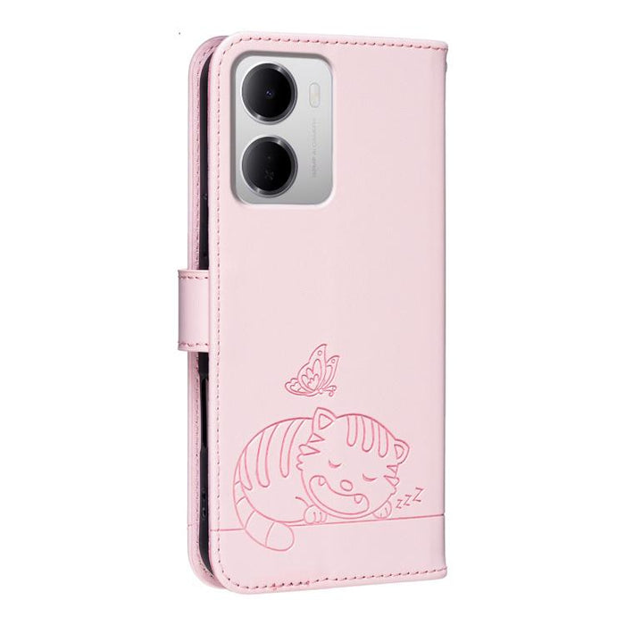 Funda para teléfono de piel vegana con estampado RFID de mariposa y gato, con correa., For Redmi 15a 5G, For Redmi A7 Pro 4G 171mm, For Redmi Turbo 5 Max / Poco X8 Pro Max 5G, For Redmi Turbo 5 / Poco X8 Pro 5G, For Redmi K90 ProMax / Poco F8 Ultra    ...