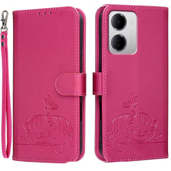 Funda para teléfono de piel vegana con estampado RFID de mariposa y gato, con correa., For Redmi 15a 5G, For Redmi A7 Pro 4G 171mm, For Redmi Turbo 5 Max / Poco X8 Pro Max 5G, For Redmi Turbo 5 / Poco X8 Pro 5G, For Redmi K90 ProMax / Poco F8 Ultra    ...