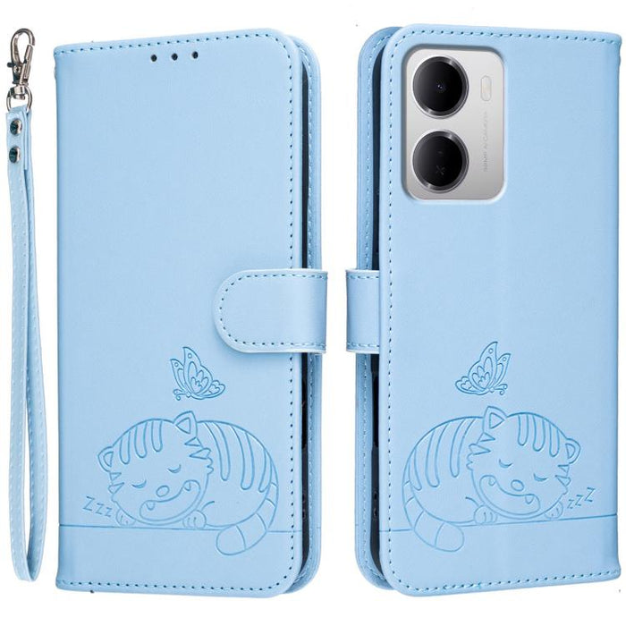 Funda para teléfono de piel vegana con estampado RFID de mariposa y gato, con correa., For Redmi 15a 5G, For Redmi A7 Pro 4G 171mm, For Redmi Turbo 5 Max / Poco X8 Pro Max 5G, For Redmi Turbo 5 / Poco X8 Pro 5G, For Redmi K90 ProMax / Poco F8 Ultra    ...