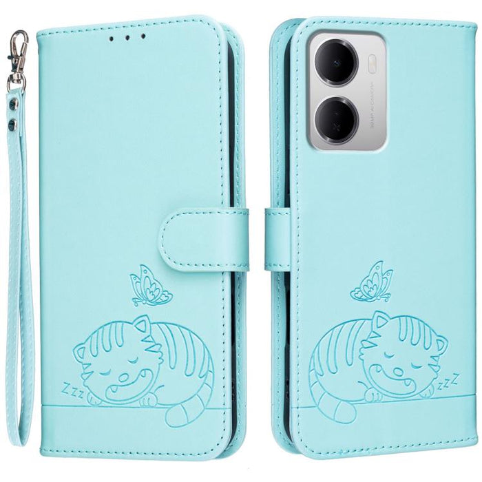 Funda para teléfono de piel vegana con estampado RFID de mariposa y gato, con correa., For Redmi 15a 5G, For Redmi A7 Pro 4G 171mm, For Redmi Turbo 5 Max / Poco X8 Pro Max 5G, For Redmi Turbo 5 / Poco X8 Pro 5G, For Redmi K90 ProMax / Poco F8 Ultra    ...