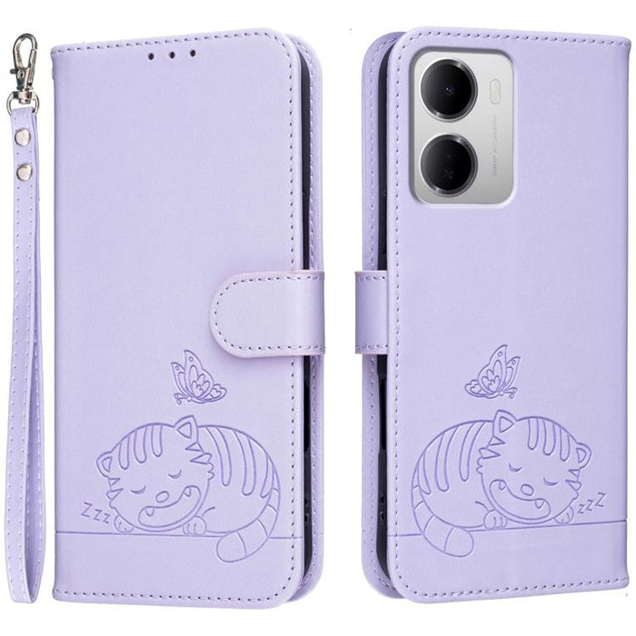 Funda para teléfono de piel vegana con estampado RFID de mariposa y gato, con correa., For Redmi 15a 5G, For Redmi A7 Pro 4G 171mm, For Redmi Turbo 5 Max / Poco X8 Pro Max 5G, For Redmi Turbo 5 / Poco X8 Pro 5G, For Redmi K90 ProMax / Poco F8 Ultra    ...