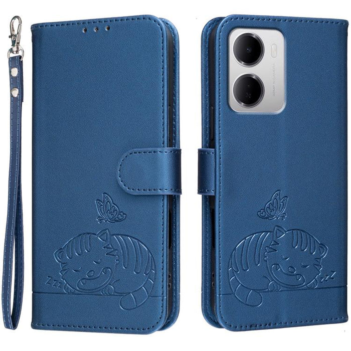 Funda para teléfono de piel vegana con estampado RFID de mariposa y gato, con correa., For Redmi 15a 5G, For Redmi A7 Pro 4G 171mm, For Redmi Turbo 5 Max / Poco X8 Pro Max 5G, For Redmi Turbo 5 / Poco X8 Pro 5G, For Redmi K90 ProMax / Poco F8 Ultra    ...