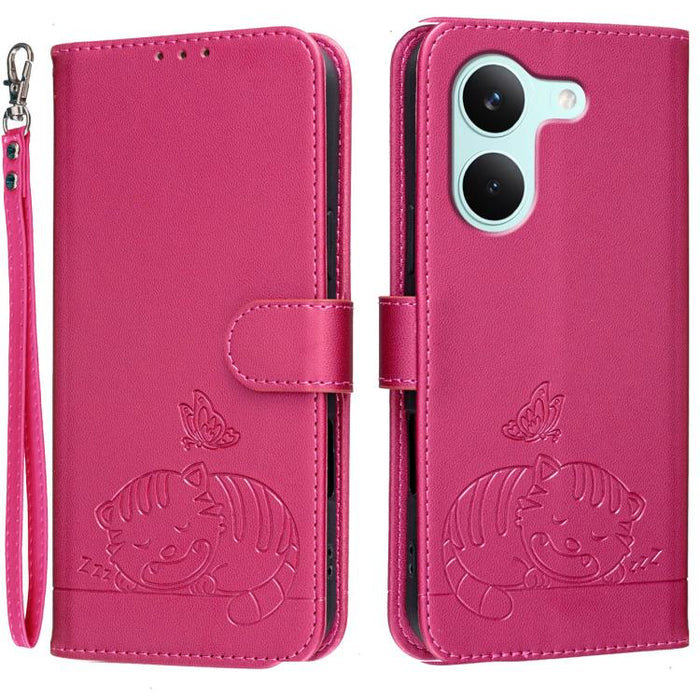Funda para teléfono de piel vegana con estampado RFID de mariposa y gato, con correa., For Redmi 15a 5G, For Redmi A7 Pro 4G 171mm, For Redmi Turbo 5 Max / Poco X8 Pro Max 5G, For Redmi Turbo 5 / Poco X8 Pro 5G, For Redmi K90 ProMax / Poco F8 Ultra    ...