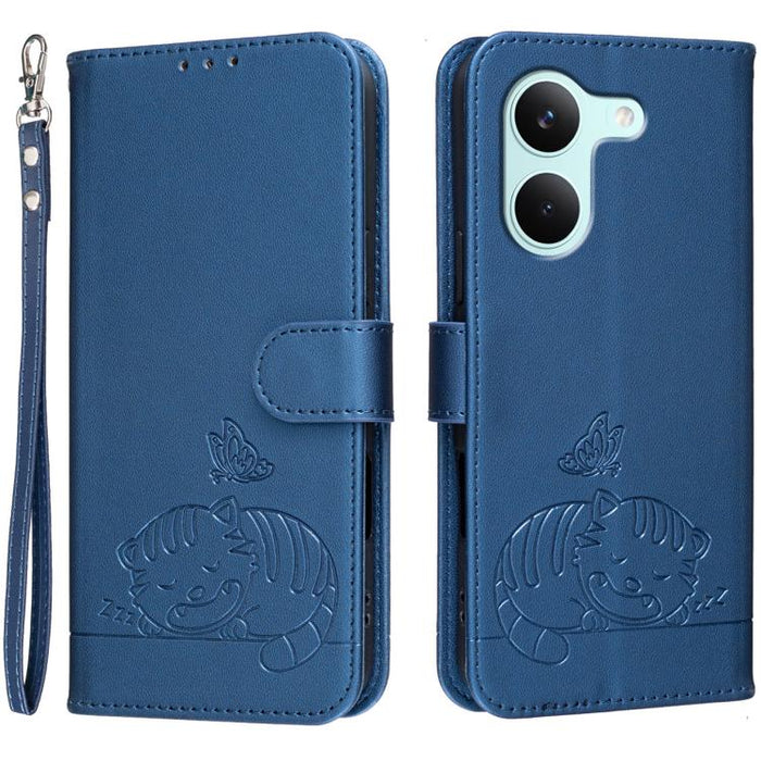 Funda para teléfono de piel vegana con estampado RFID de mariposa y gato, con correa., For Redmi 15a 5G, For Redmi A7 Pro 4G 171mm, For Redmi Turbo 5 Max / Poco X8 Pro Max 5G, For Redmi Turbo 5 / Poco X8 Pro 5G, For Redmi K90 ProMax / Poco F8 Ultra    ...