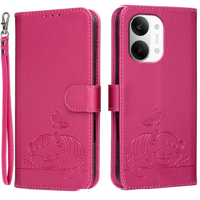 Funda para teléfono de piel vegana con estampado RFID de mariposa y gato, con correa., For Redmi 15a 5G, For Redmi A7 Pro 4G 171mm, For Redmi Turbo 5 Max / Poco X8 Pro Max 5G, For Redmi Turbo 5 / Poco X8 Pro 5G, For Redmi K90 ProMax / Poco F8 Ultra    ...