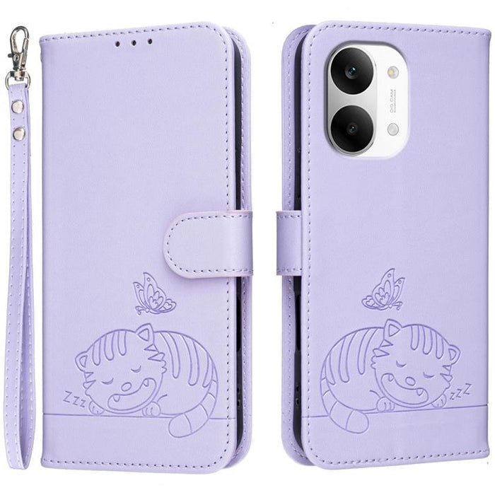 Funda para teléfono de piel vegana con estampado RFID de mariposa y gato, con correa., For Redmi 15a 5G, For Redmi A7 Pro 4G 171mm, For Redmi Turbo 5 Max / Poco X8 Pro Max 5G, For Redmi Turbo 5 / Poco X8 Pro 5G, For Redmi K90 ProMax / Poco F8 Ultra    ...
