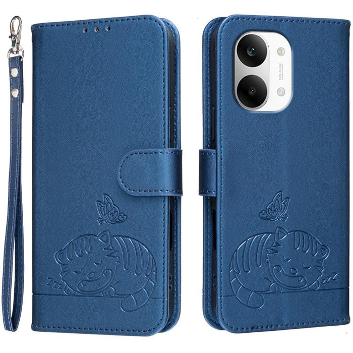 Funda para teléfono de piel vegana con estampado RFID de mariposa y gato, con correa., For Redmi 15a 5G, For Redmi A7 Pro 4G 171mm, For Redmi Turbo 5 Max / Poco X8 Pro Max 5G, For Redmi Turbo 5 / Poco X8 Pro 5G, For Redmi K90 ProMax / Poco F8 Ultra    ...