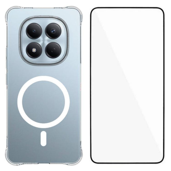Funda para teléfono WANLONFENG transparente magnética de cuatro esquinas a prueba de golpes de TPU con protector de pantalla, For Redmi Note 15 Pro+ 5G Global 163.3mm, For Redmi Note 15 5G Global / Poco M8 5G, For Redmi Note 15 4G Global 164mm         ...