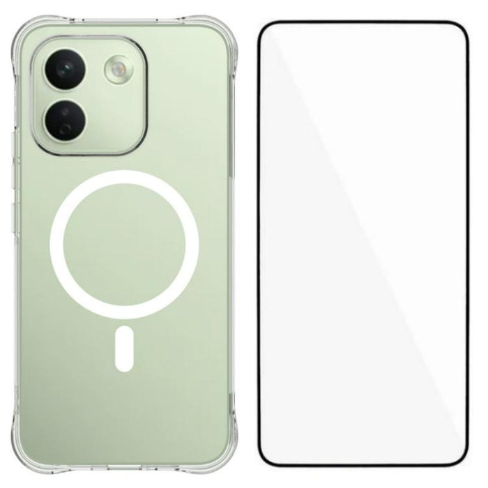 Funda para teléfono WANLONFENG transparente magnética de cuatro esquinas a prueba de golpes de TPU con protector de pantalla, For Redmi Note 15 Pro+ 5G Global 163.3mm, For Redmi Note 15 5G Global / Poco M8 5G, For Redmi Note 15 4G Global 164mm         ...