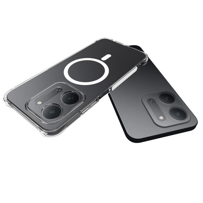 Funda para teléfono WANLONFENG transparente magnética de cuatro esquinas a prueba de golpes de TPU con protector de pantalla, For Redmi Note 15 Pro+ 5G Global 163.3mm, For Redmi Note 15 5G Global / Poco M8 5G, For Redmi Note 15 4G Global 164mm         ...