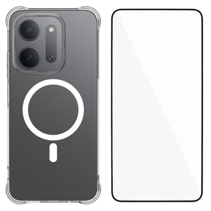 Funda para teléfono WANLONFENG transparente magnética de cuatro esquinas a prueba de golpes de TPU con protector de pantalla, For Redmi Note 15 Pro+ 5G Global 163.3mm, For Redmi Note 15 5G Global / Poco M8 5G, For Redmi Note 15 4G Global 164mm         ...