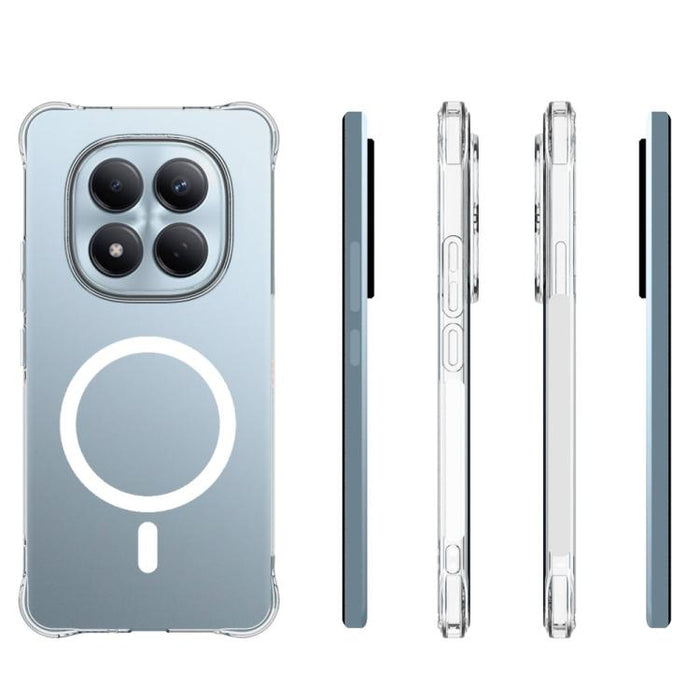 Funda para teléfono WANLONFENG transparente magnética de cuatro esquinas a prueba de golpes de TPU con 2 protectores de pantalla., For Redmi Note 15 Pro+ 5G Global 163.3mm, For Redmi Note 15 5G Global / Poco M8 5G, For Redmi Note 15 4G Global 164mm    ...