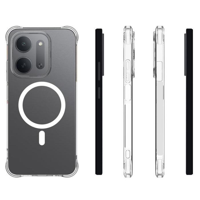 Funda para teléfono WANLONFENG transparente magnética de cuatro esquinas a prueba de golpes de TPU con 2 protectores de pantalla., For Redmi Note 15 Pro+ 5G Global 163.3mm, For Redmi Note 15 5G Global / Poco M8 5G, For Redmi Note 15 4G Global 164mm    ...