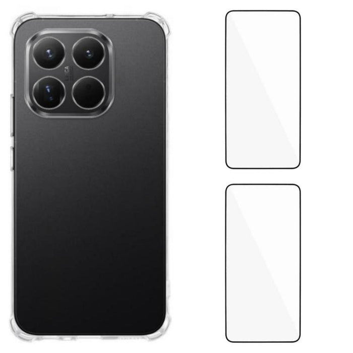Funda para teléfono WANLONFENG de TPU con esquinas reforzadas y airbag de 1,5 mm, incluye 2 protectores de pantalla., For Xiaomi 15T Pro 5G, For Xiaomi 15T 5G