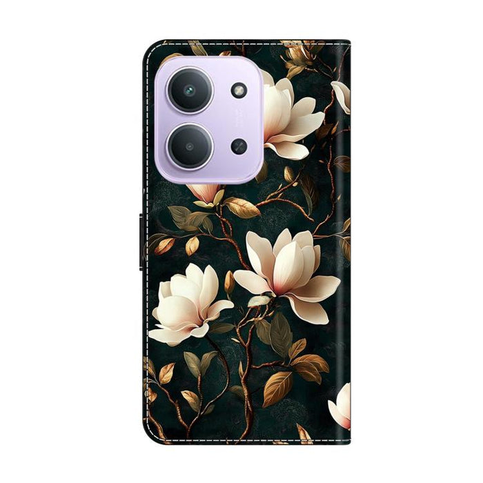 Funda para teléfono de cuero vegano pintado con efecto cristal, For Redmi 15C 5G/4G Global 171mm, For Redmi Note 14 4G 164.84mm, For Redmi Note 14 Pro 4G/5G
